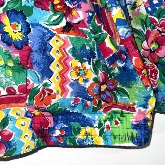 Vintage Koret Petites Womens Floral Zip-Up Jacket Medium Cotton Blend - Picture 6 of 9